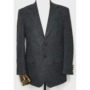 Vintage Harris Tweed Blazer Mens 40R Gray Wool Sport Coat USA Hardwick